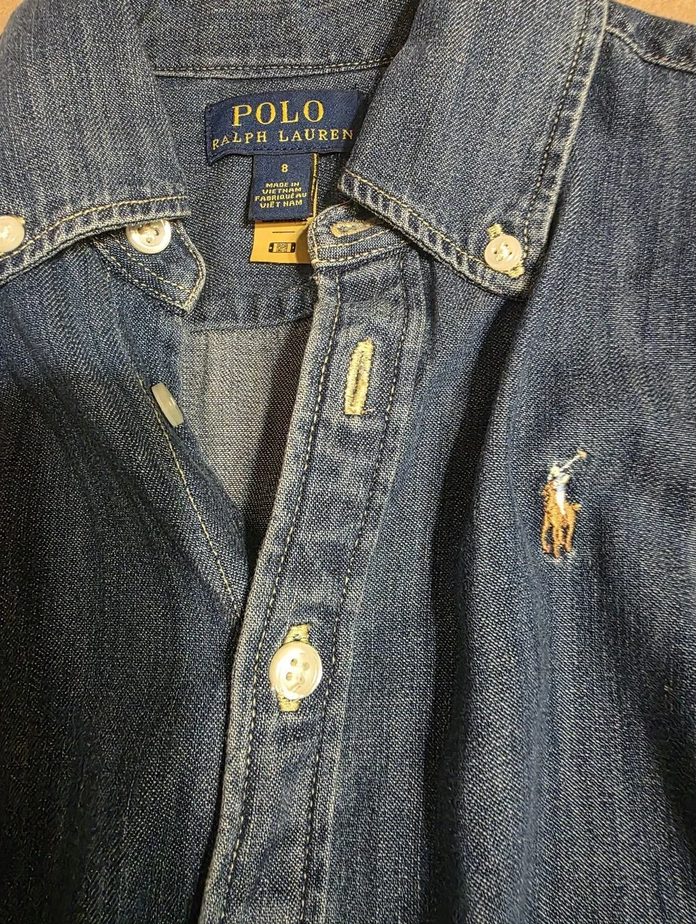Ralph Lauren Girls' Dark Blue Denim Shirt Dress